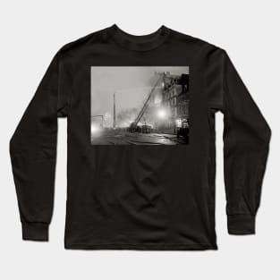 Five Alarm Fire at Night, 1925. Vintage Photo Long Sleeve T-Shirt